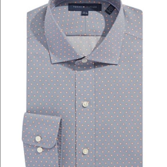 Tommy Hilfiger Diamond Print Cotton Dress Shirt-GREY-15.5-34/35 - Picture 1 of 3